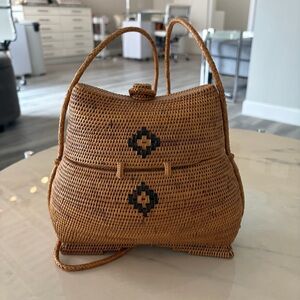Hand Woven Rattan Balinese Ata Crossbody Bag.